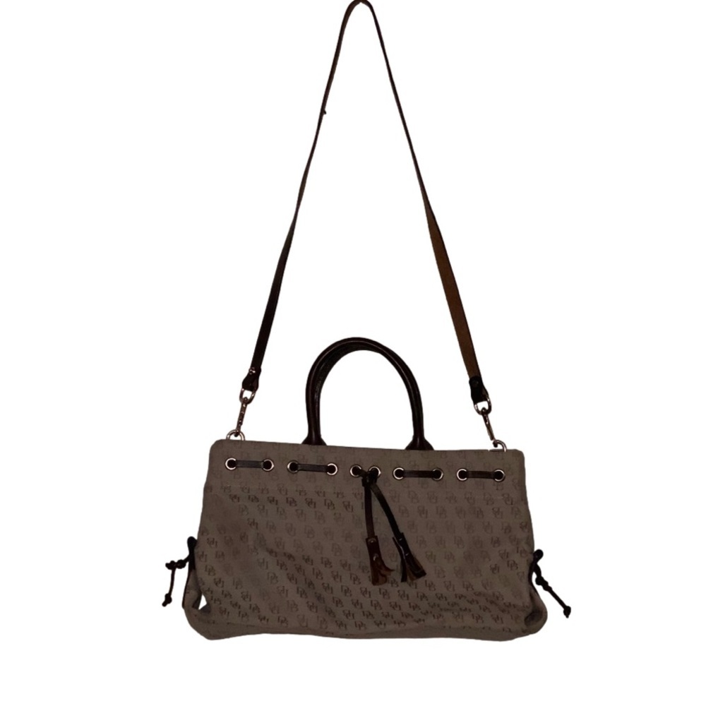 Dooney & Bourke Vintage Monogram Signature Logo Tassel Tote Satchel Bag
